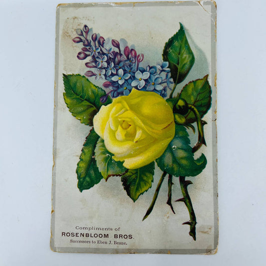 1880s Victorian Trade Card Rosenbloom Bros. Successor to Eben J Beane Rose AA2