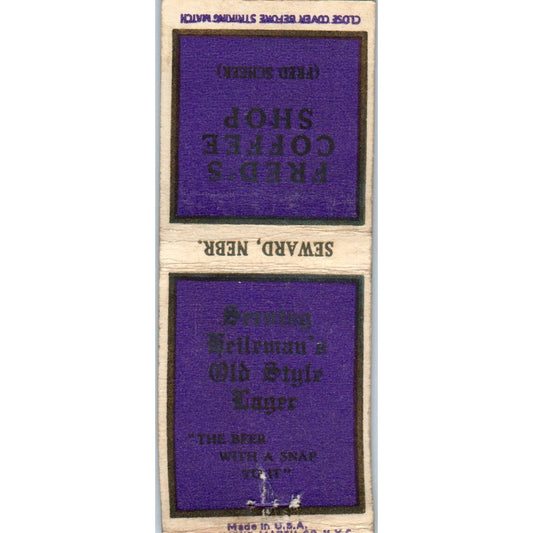 Fred's Coffee Shop Fred Scheer Seward NE Advertising Matchbook Cover MM10-2