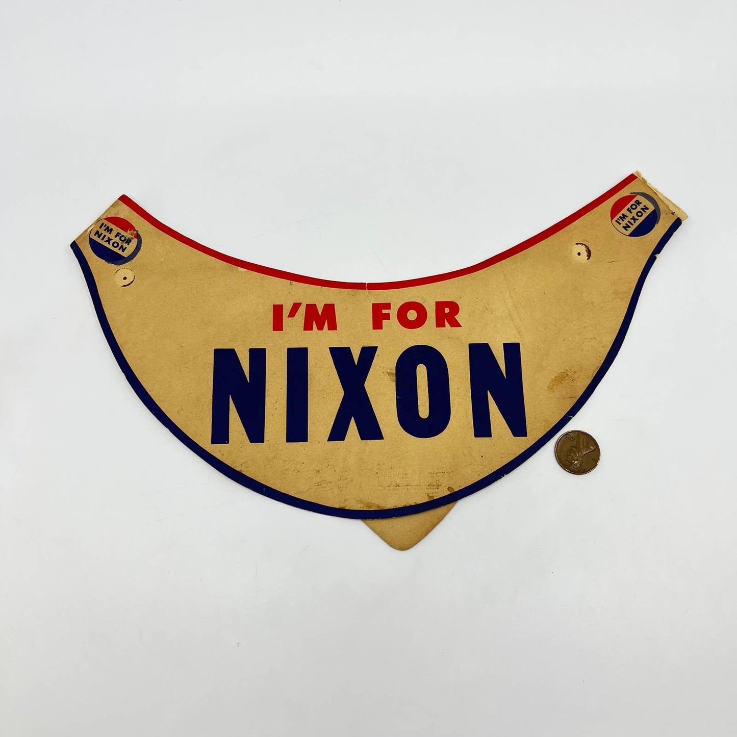 1960 I’m For Nixon Paper Sun Visor Richard Nixon Presidential Campaign AA8