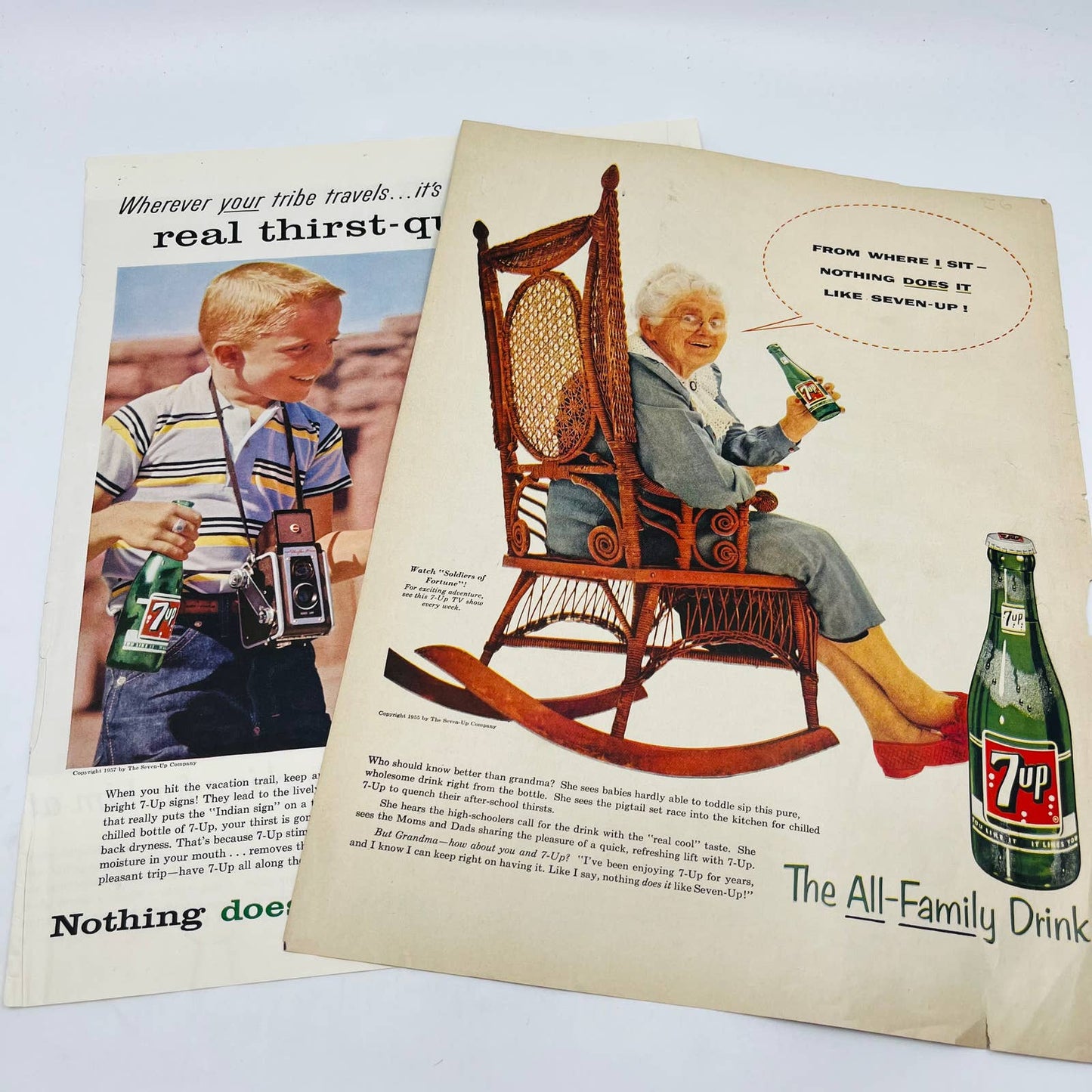 1955-57 Set of 7-Up Soda Pop Original Print Ads 10x13.5” TA8