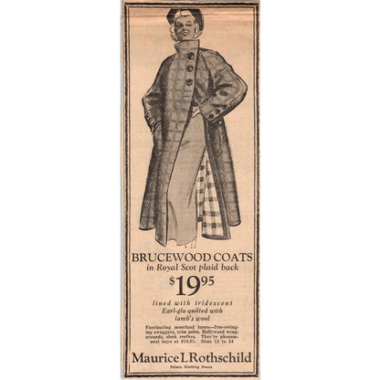 1935 Mpls Newspaper Ad Maurice L Rothschild Brucewood Royal Scot Coats FL5-3