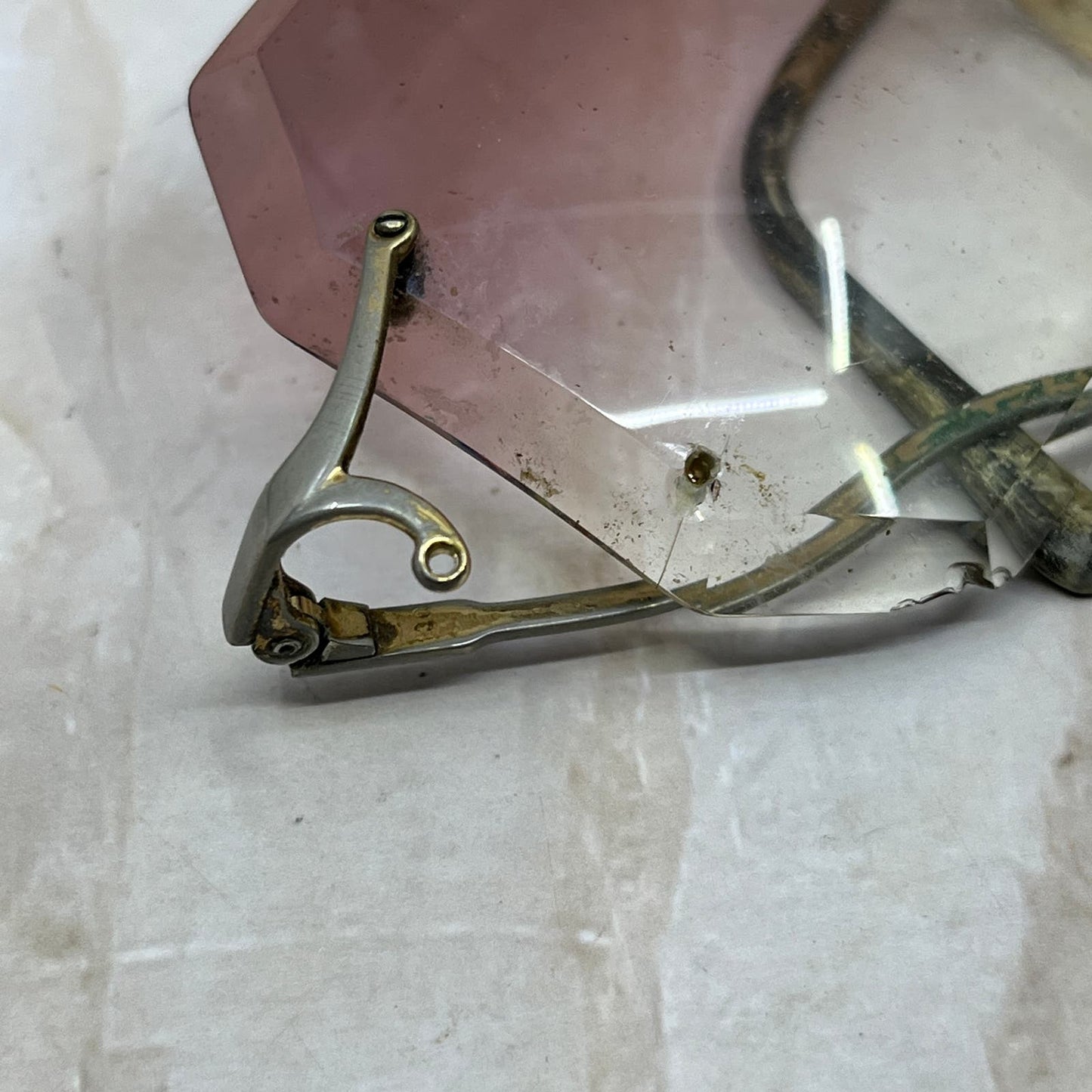 Vintage Ladies' Oversize Drop Arm Rimless Eyeglasses Frames TJ9G1-7