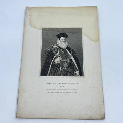 1823 Engraving Art Print William Cecil Lord Burghley 1598 Marquis of Exeter AB3