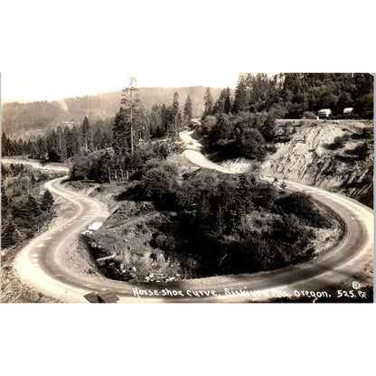 Antique Postcard RPPC Horseshoe Curve Siskiyou Mts Oregon SE8