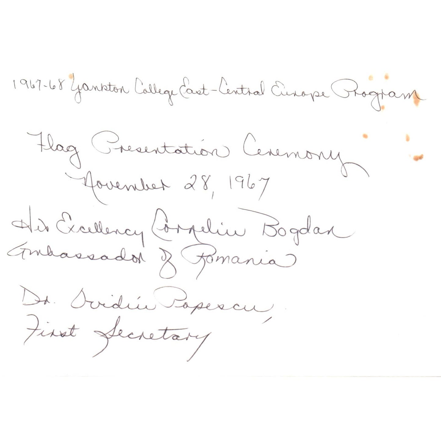 Corneliu Bogdan Romanian Ambassador at Yankton College 1967 Photo 5x7 TK1-P5