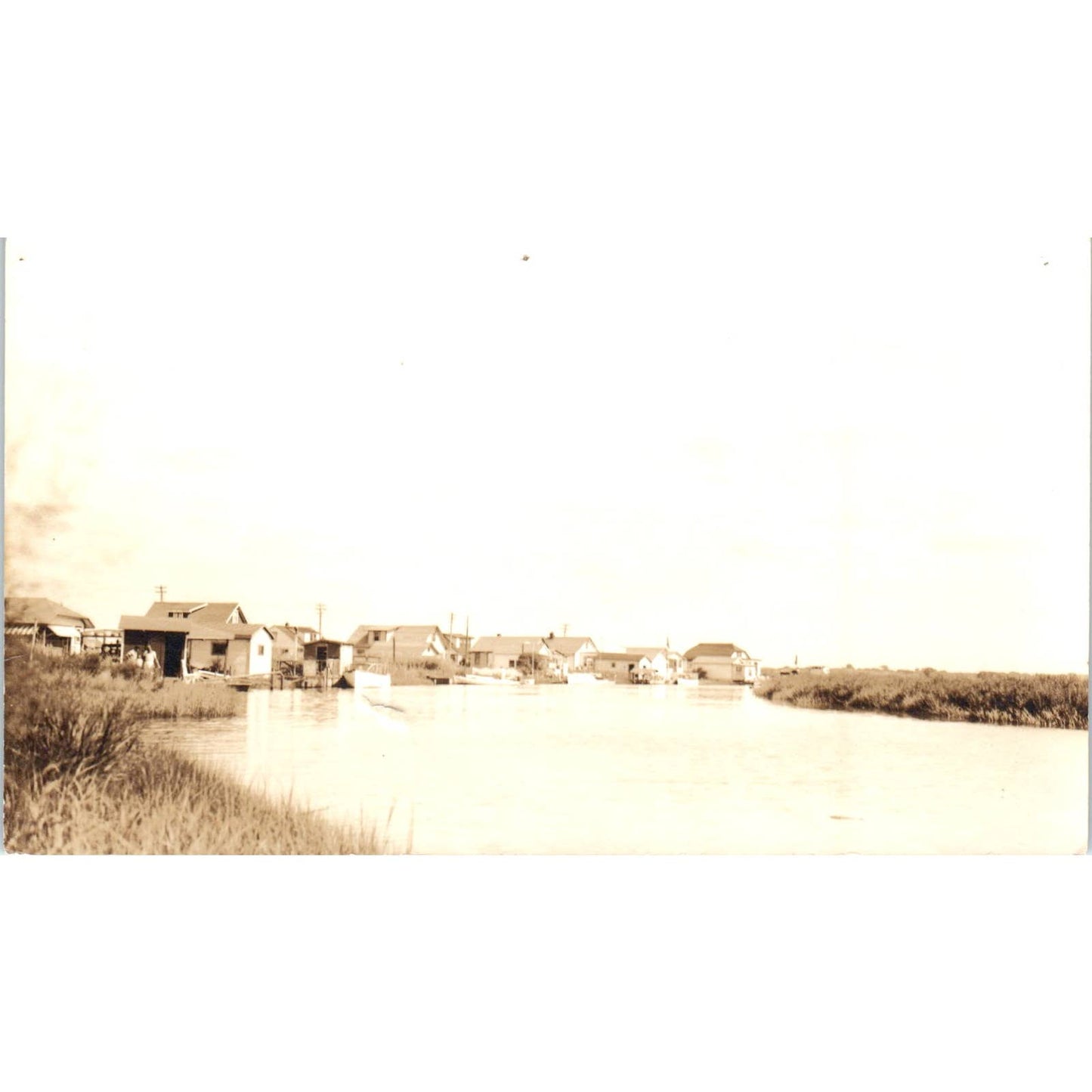 Antique Postcard RPPC Houses and Boats Along the River's Edge c1910 SE8