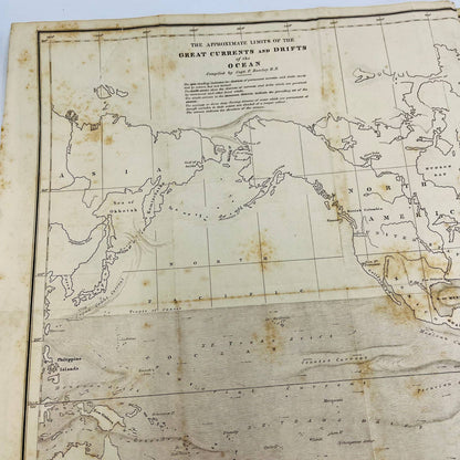 Original 1859 Civil War Map Great Currents and Drifts of the Ocean 13 x 23” FL1