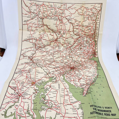 1917 Wannamaker Automobile Map Philadelphia & Surrounding Vicinity Fold Out D7