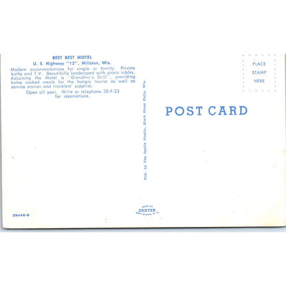 Rest Best Motel Millston Wisconsin Original Postcard TJ9-P3