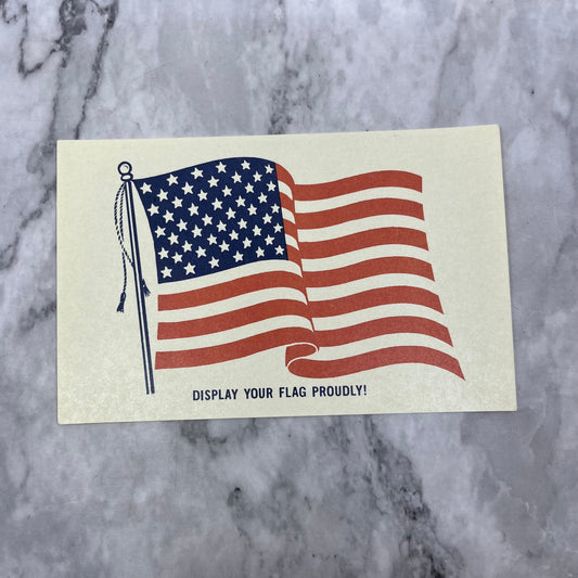 Display Your Flag Proudly! - Vintage 1969 Anma American Flag Postcard P9-16