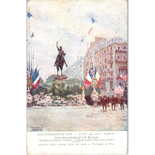 WWI Independence Day in Paris J.F. Bouchor - Original Postcard TJ7-RP1