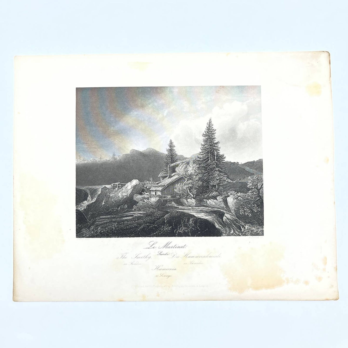 1864 Original Steel Art Engraving - The Smithy in Sweden Ezdorf 8.5x11" AC3