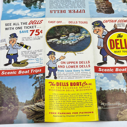 1960s Wisconsin Dells Captain Seemore Scenic Boat Trips Fold Out Brochure AC1