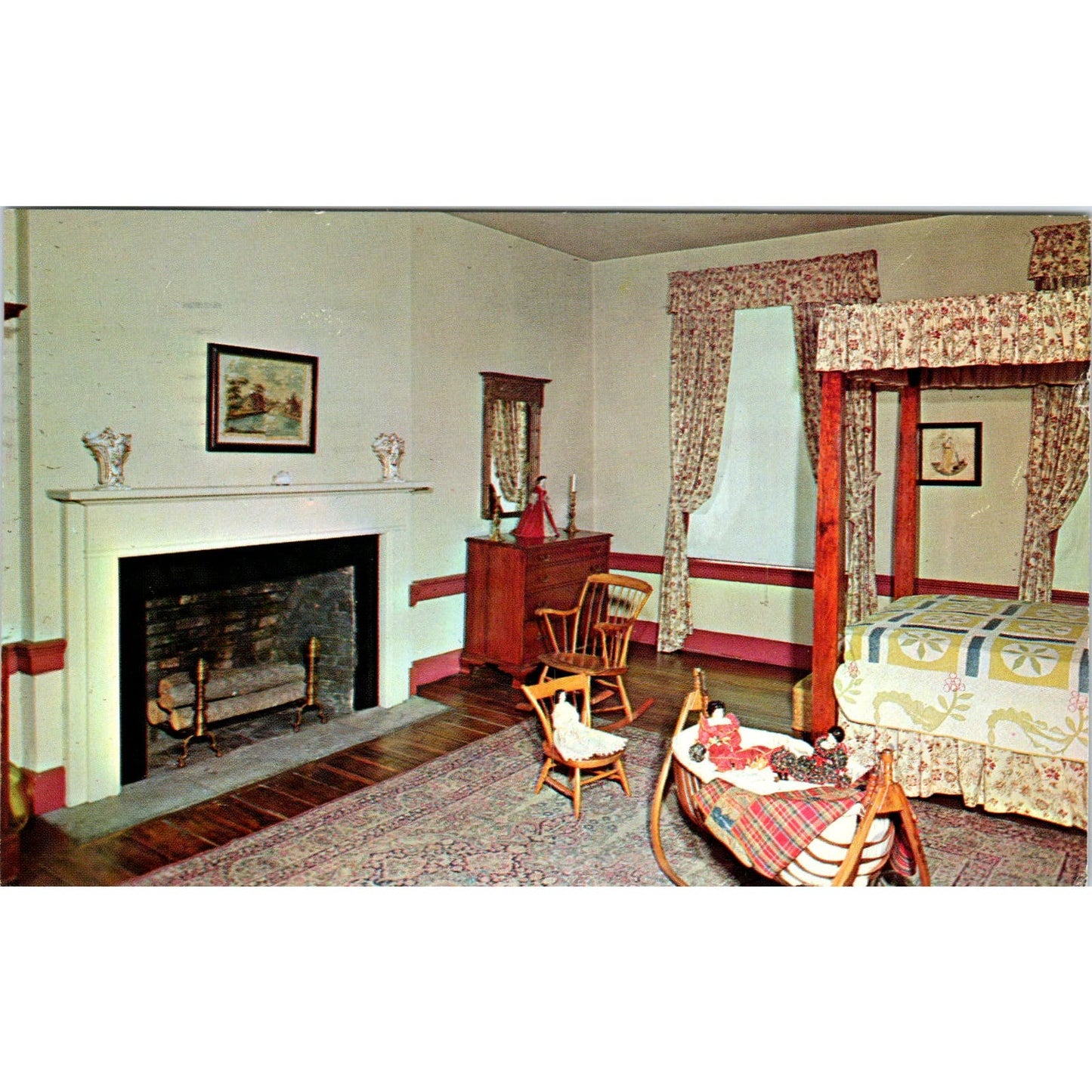Dr. Ephraim McDowell National Shrine Family Bedroom Danville KY Postcard PB9