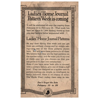 1914 Ladies Home Journal Pattern Week Advertising Leaflet SF3-5