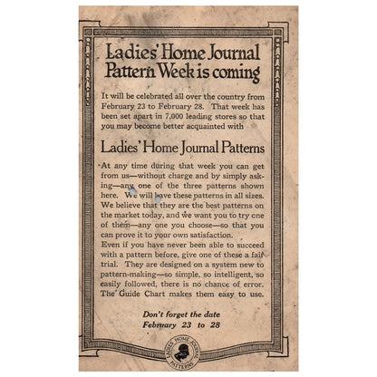 1914 Ladies Home Journal Pattern Week Advertising Leaflet TH2-SF1