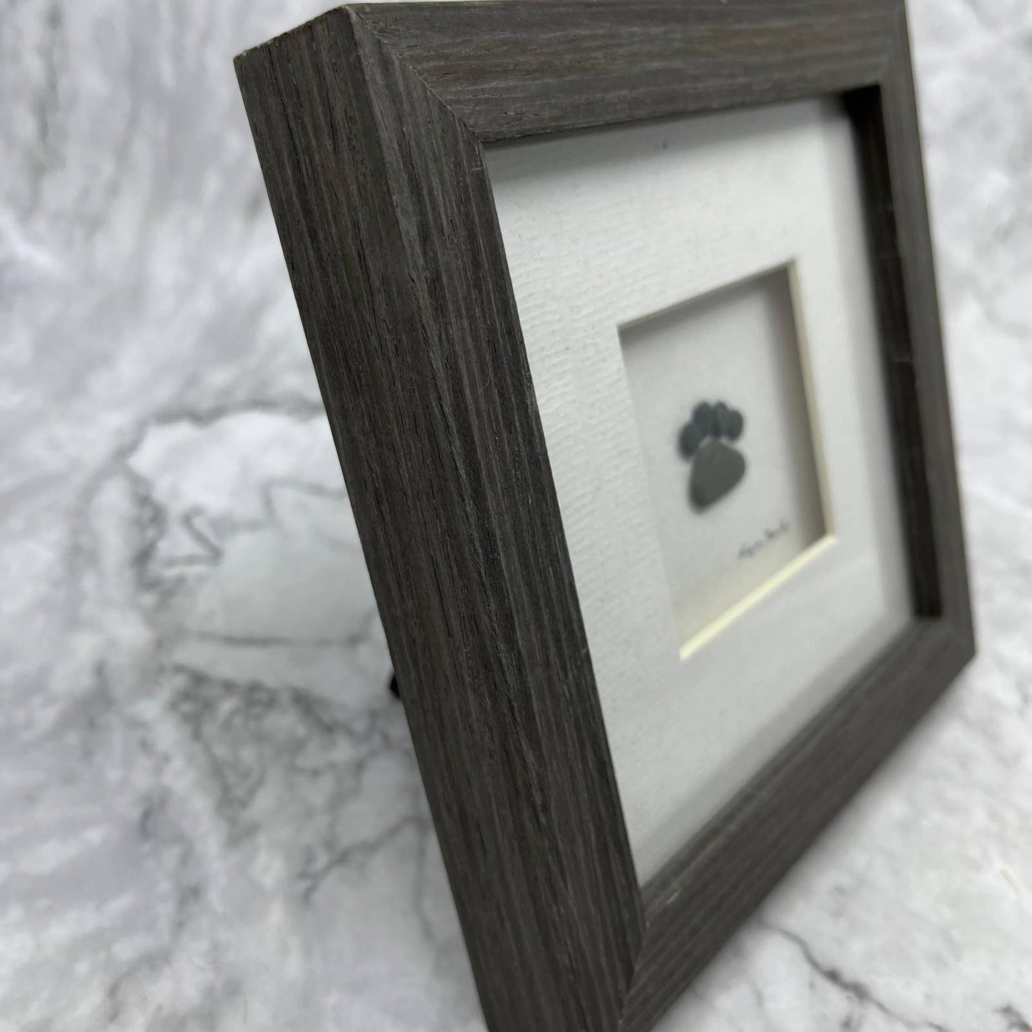 Paws Are Forever Gray 6 x 6 Stone and Glass Framed Pebble Art Sharon Nowlan TJ2