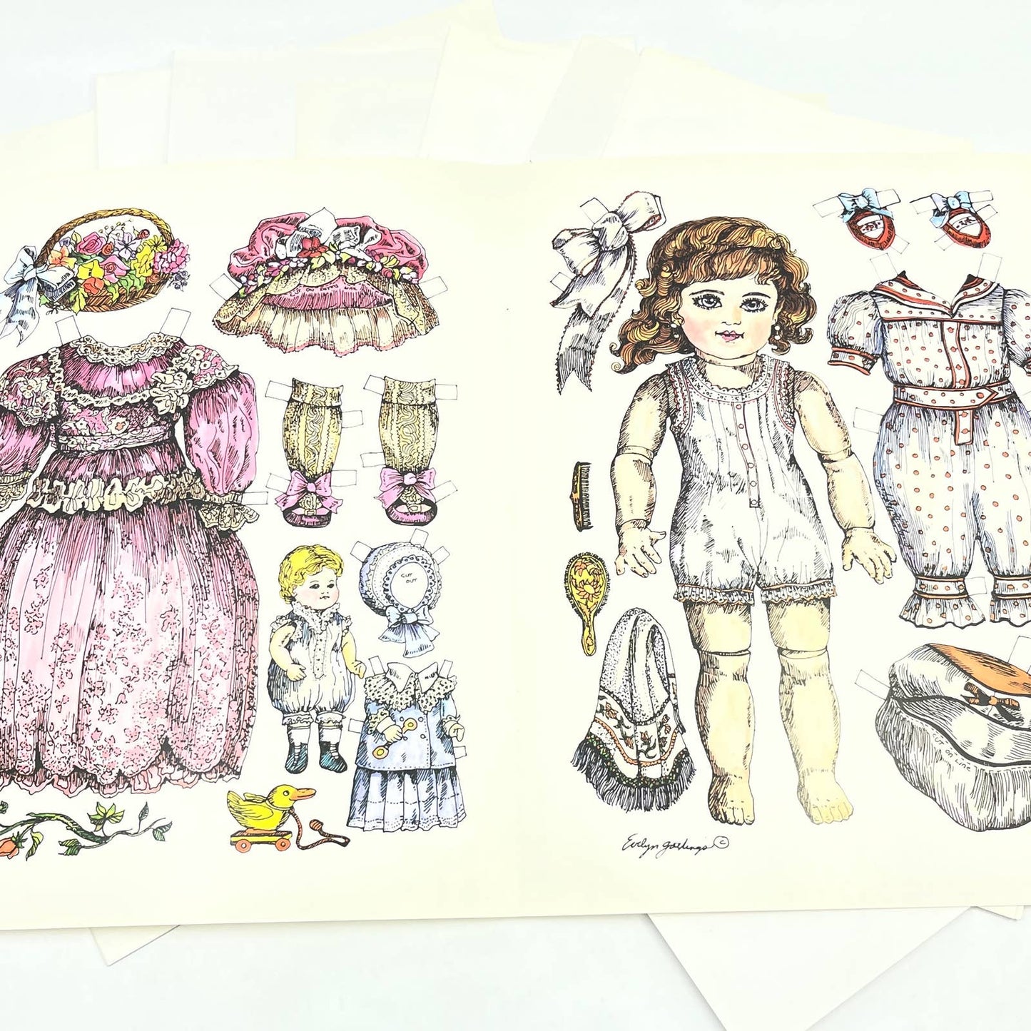 Vtg Uncut Paper Doll Sets Lot of 11 Pages Evelyn Gathings Sandra Vanderpool TF5