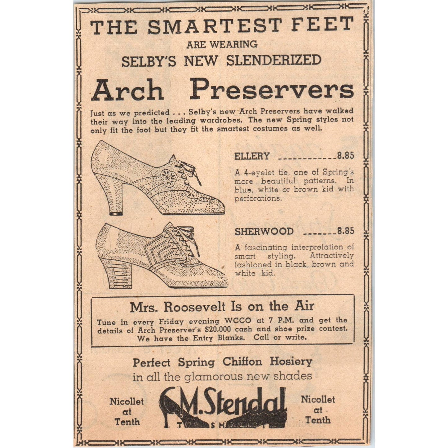 1935 Minneapolis Journal Newspaper Ad C.M. Stendal Shoes Nicollet FL5-3