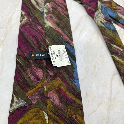 Retro NWT New Men's Liz Claiborne Color Rush 100% SILK Necktie Tie TK3