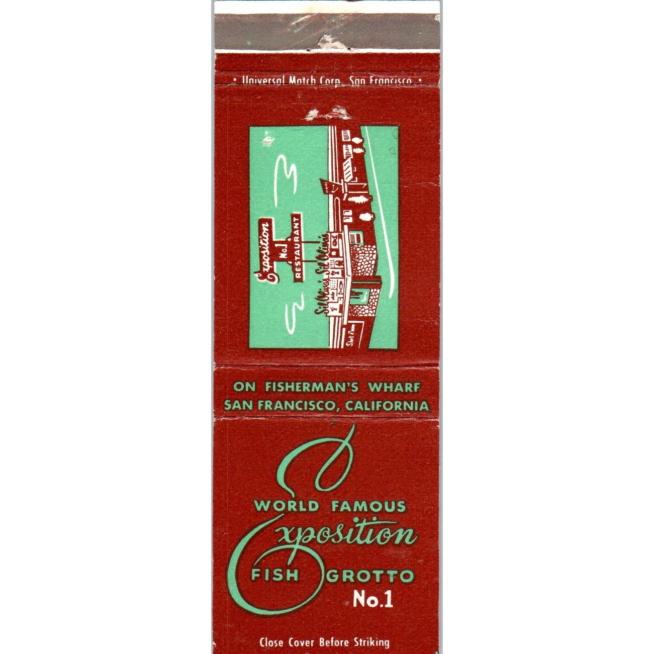 Exposition Fish Grotto No. 1 Fisherman's Wharf CA Advertising Matchbook MM9-2