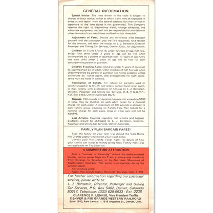 1977 Rio Grande Action Railroad Timetables Denver Salt Lake City Ogden AK3-6