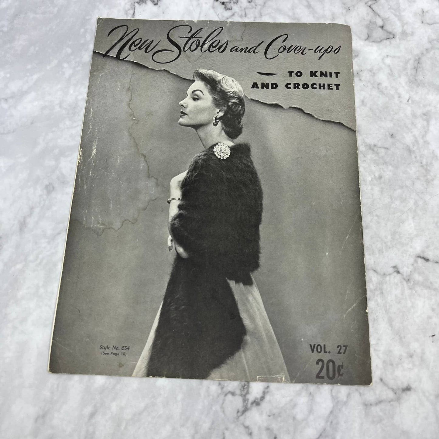 New Stoles Cover-ups 1952 V27 Knitting Crochet Fringe Feather Fan Ribbed TJ3