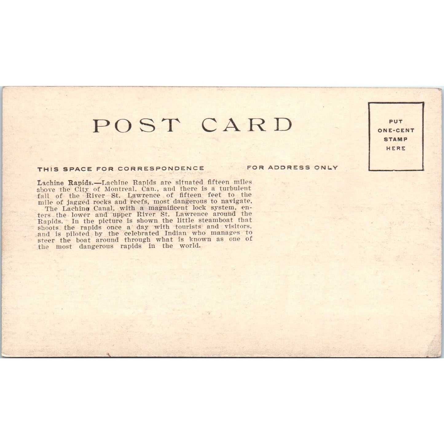 Ferry Boat Lachine Rapids Montreal Canada c1910 Original Postcard TK1-27