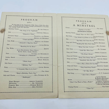 1931 A Minstrel Revue Camille Watson Suffern NY Community Club Program D6