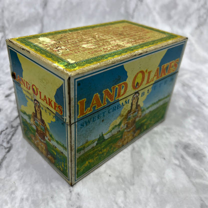 Vintage Land O' Lakes Metal 3x5 Recipe Box Original With Handwritten Recipes TJ4