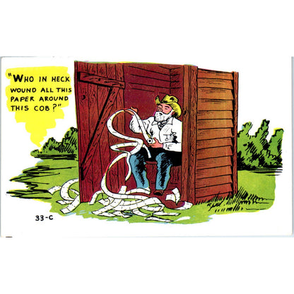 Baxter Lane Who Wrapped This Paper Around Corn Cob Outhouse Postcard TK1-P12