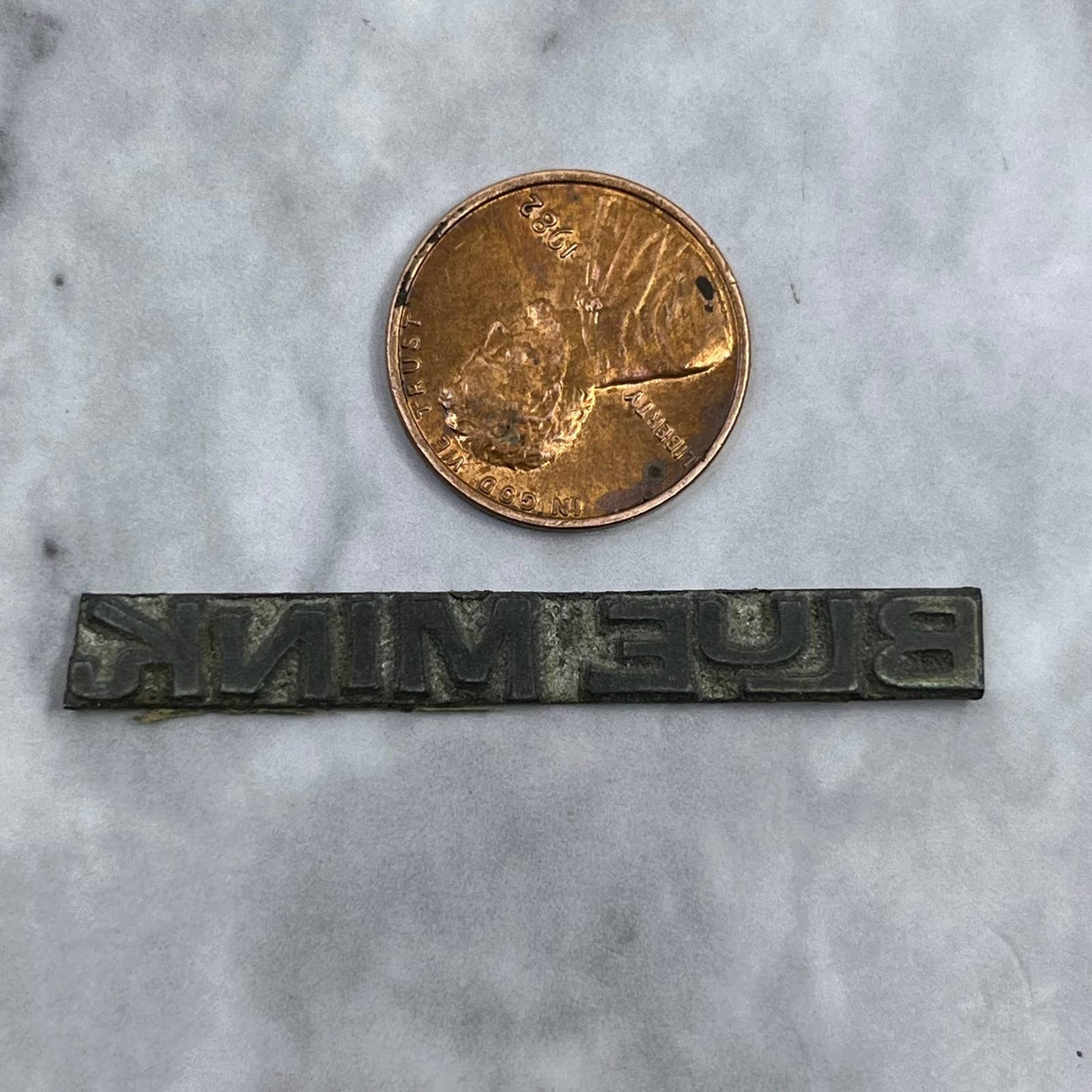 Vintage Printing Letterpress Printers Block Plate Blue Mink SE833