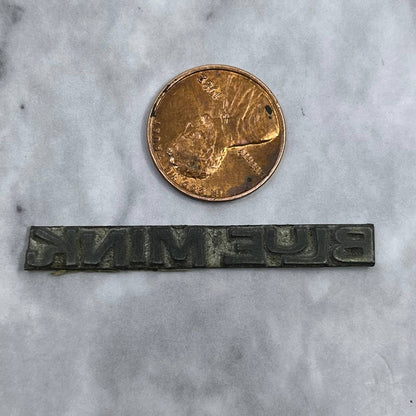 Vintage Printing Letterpress Printers Block Plate Blue Mink SE833