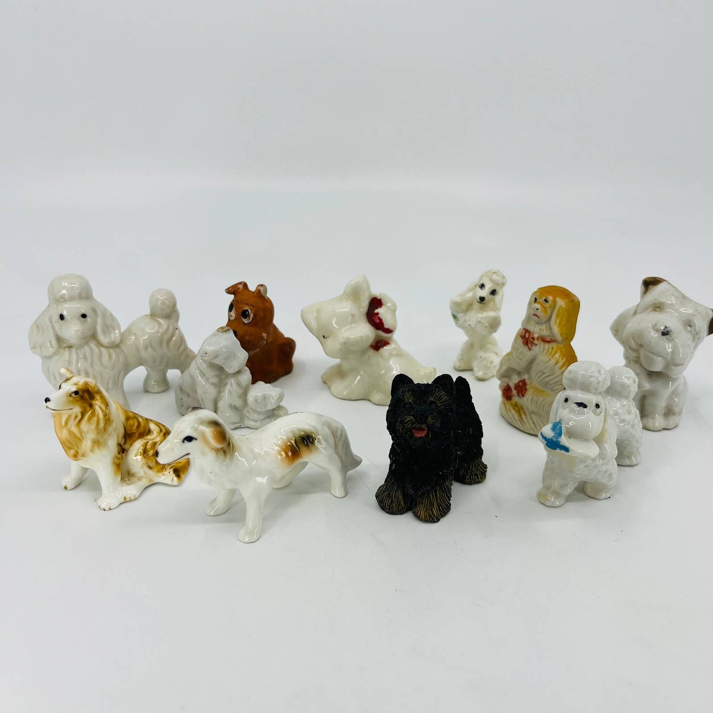 HUGE Lot of 11 Mini Dog Figurines Porcelain Ceramic 1 - 3” TC5