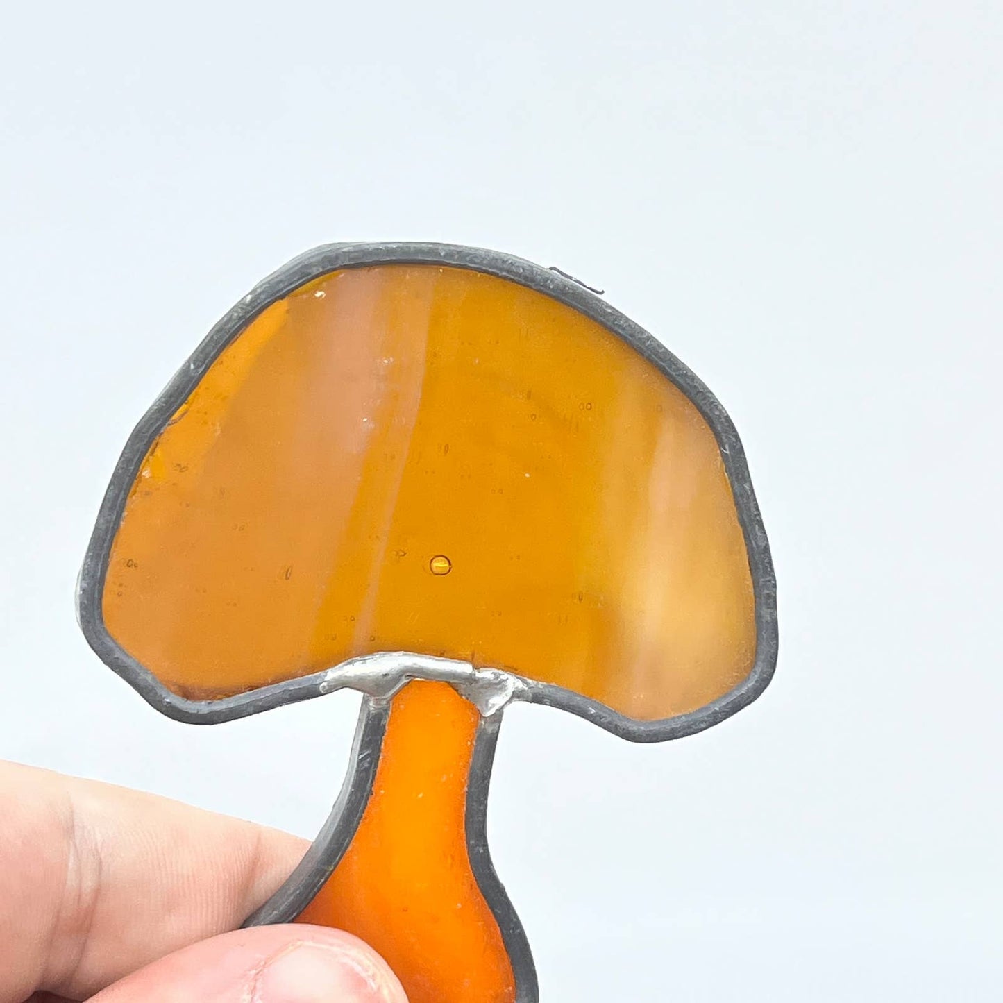 Vintage Stained Glass Mushroom Suncatcher Ornament 3" TG1