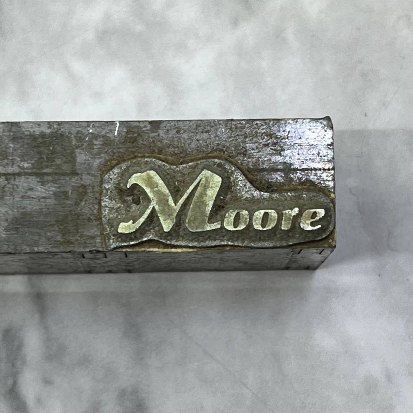 Vintage Printing Letterpress Printers Block Plate “Moore” TJ517