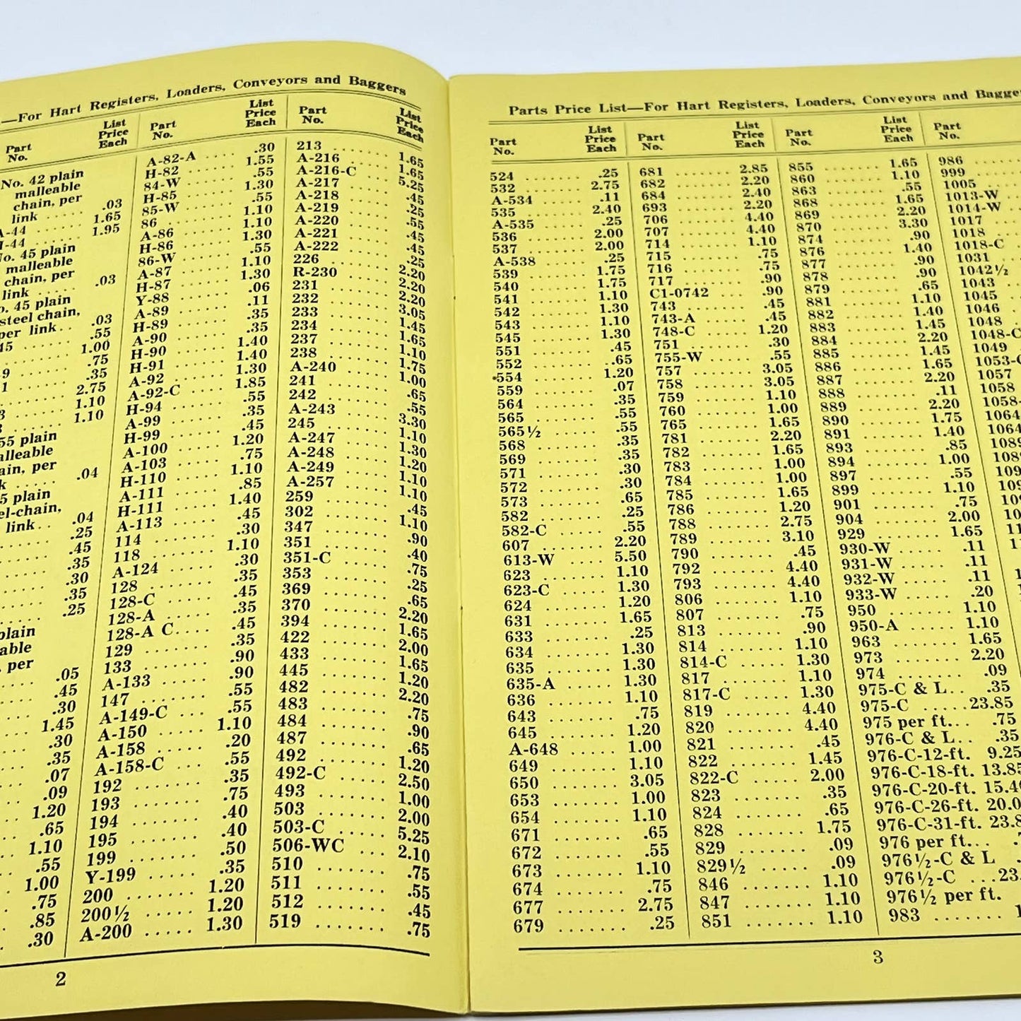 1941 Hart-Carter Repair Price List 6-W For Loaders Conveyors Baggers TF8