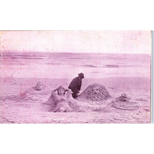 Sand Artist on the Beach c1905 Atlantic City NJ Original Postcard TK1-25