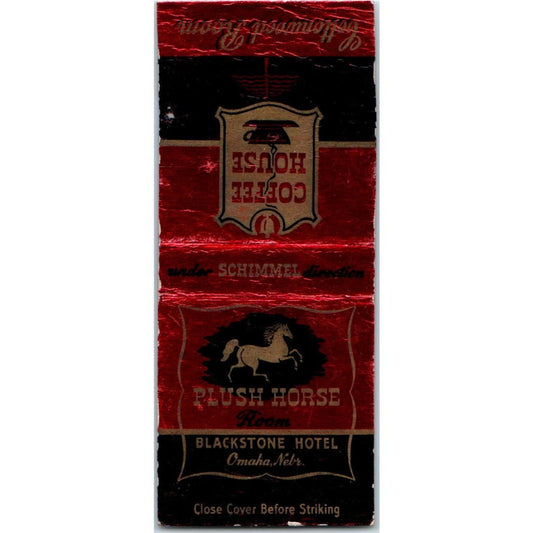 Blackstone Hotel Plush Horse Room Omaha NE Advertising Matchbook Cover MM9-4