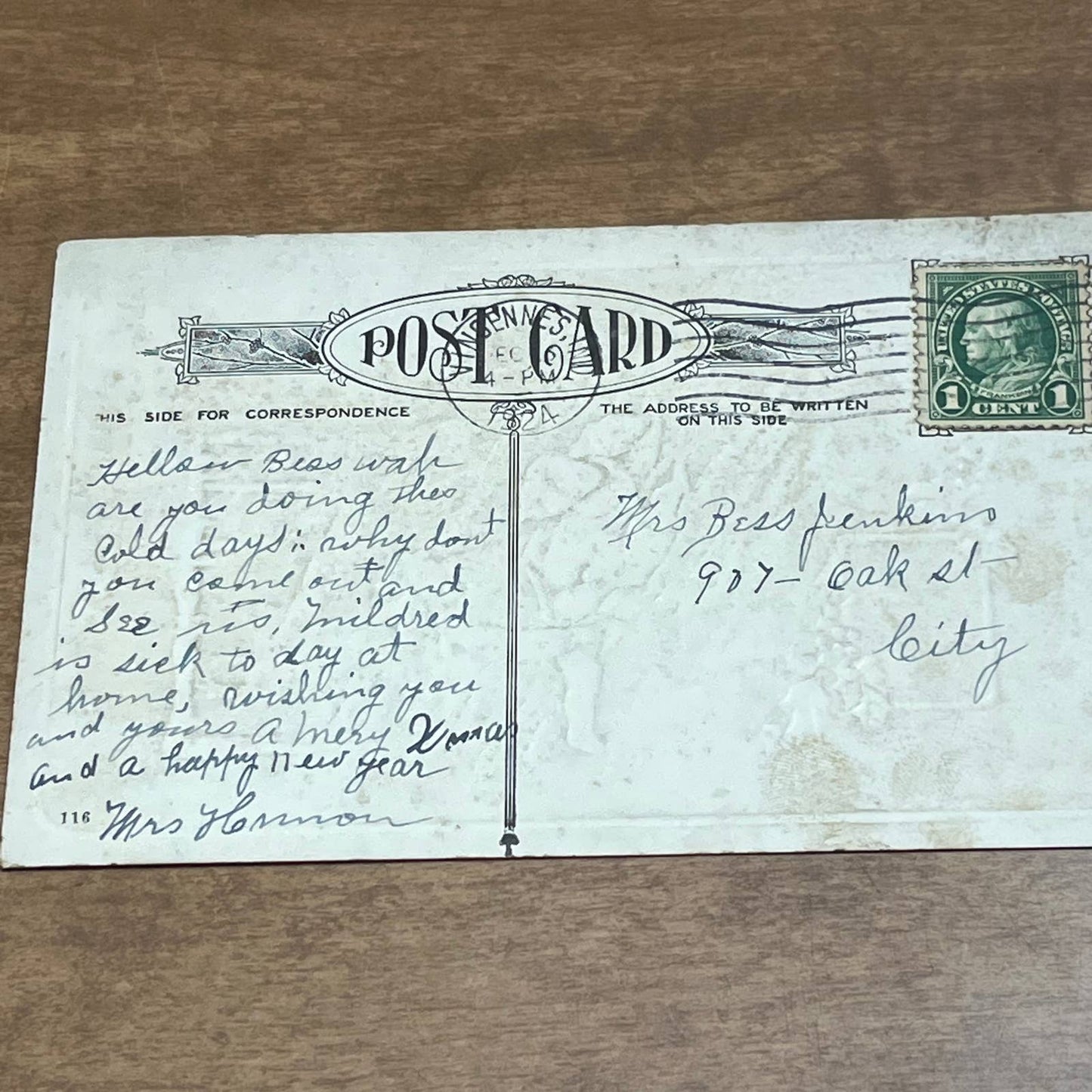 c1910 Children Sledding Skis Poem Holly Merry Christmas Postcard PA2