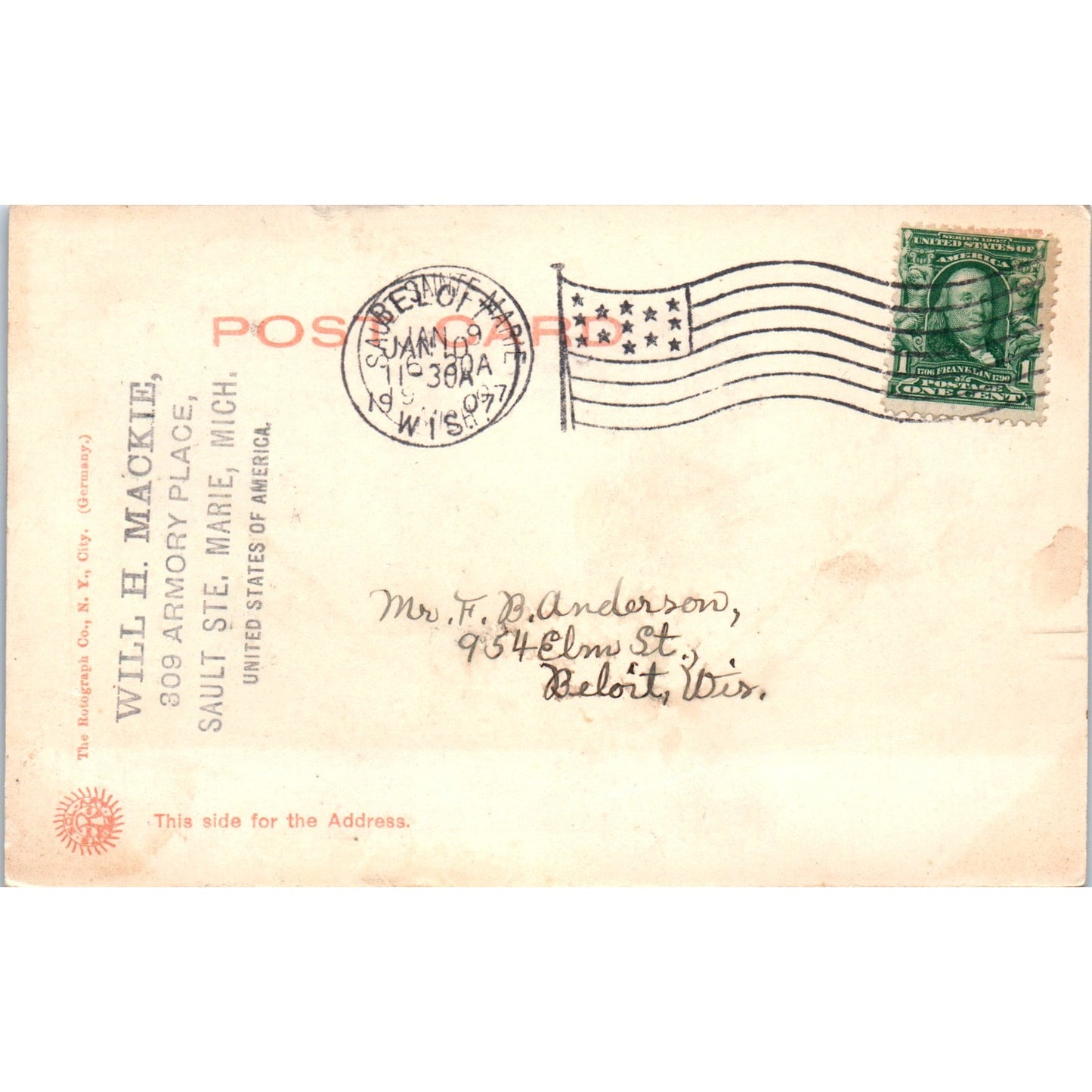 Fort Brady Sault Ste. Marie MI 1907 - Original Postcard P3-4
