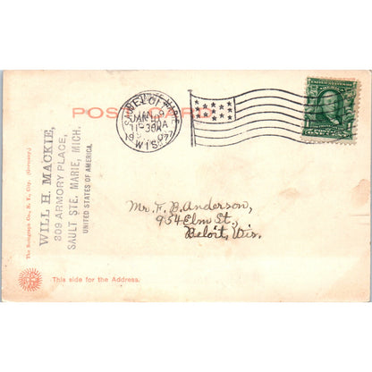 Fort Brady Sault Ste. Marie MI 1907 - Original Postcard P3-4