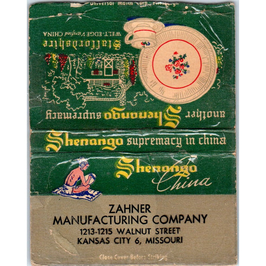 Shenango China Zahner Kansas City MO Wide Advertising Matchbook Cover SA6-M7
