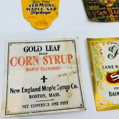 Vintage Lot of 7 Syrup Labels New England Vermont Boston EA4