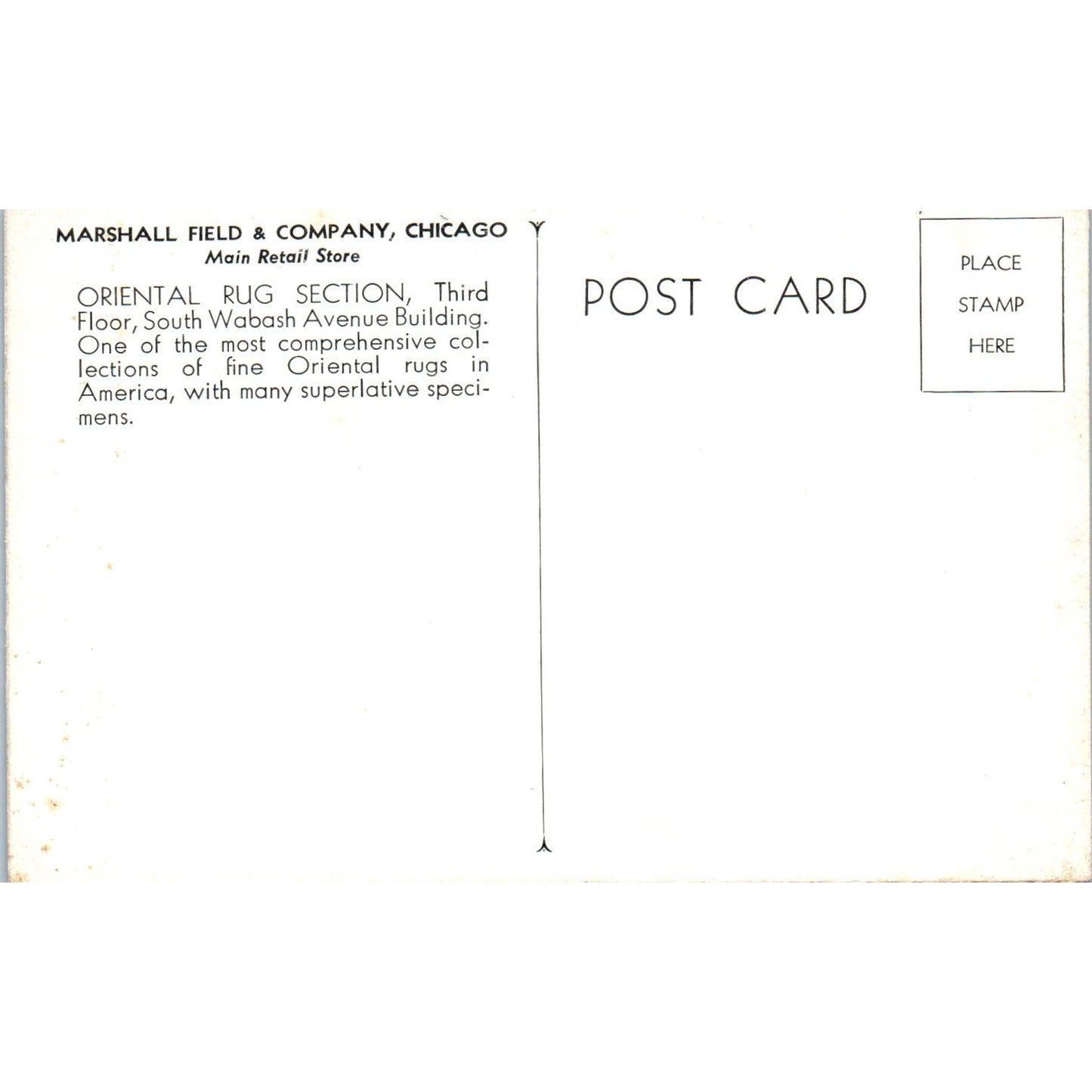 Marshall Field & Co Oriental Rug Section Original Postcard P2-10