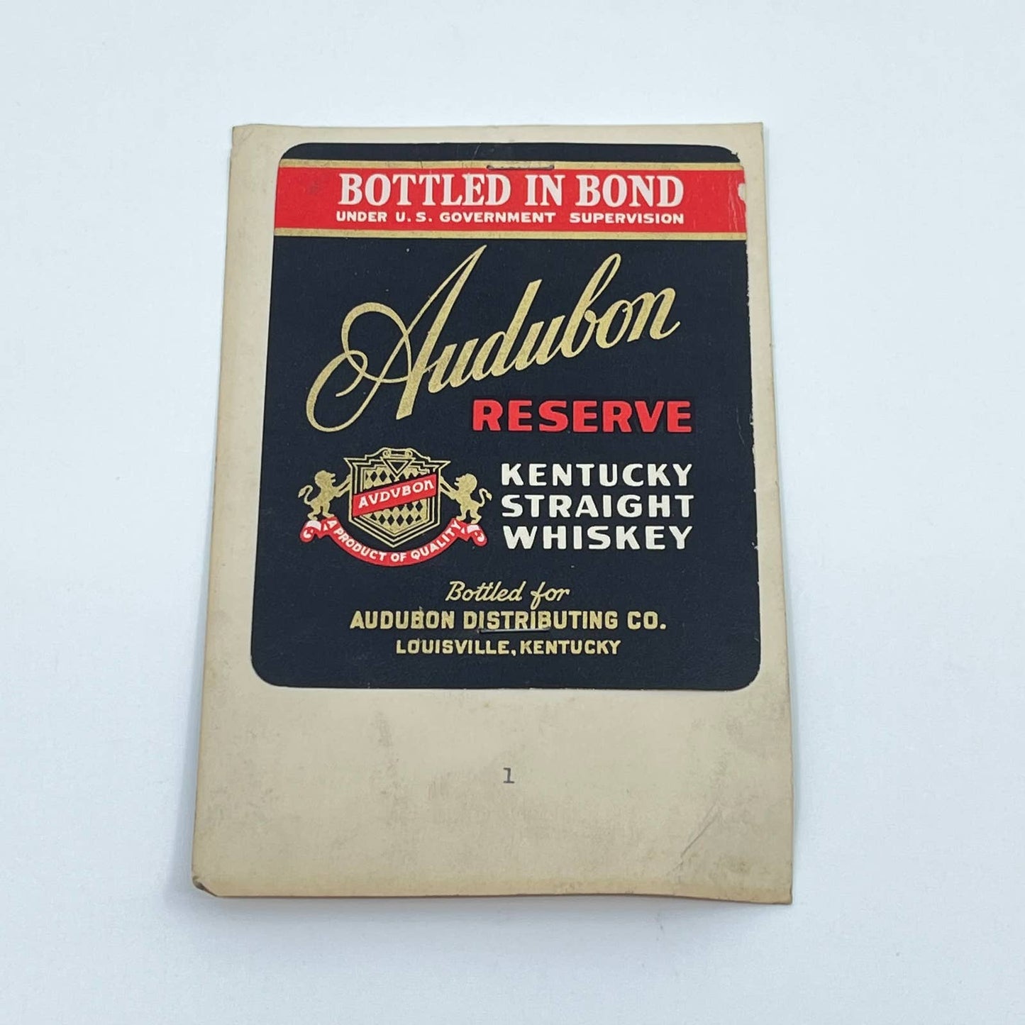 Audubon Reserve Straight Whiskey Label - Louisville KY Audubon Distributing