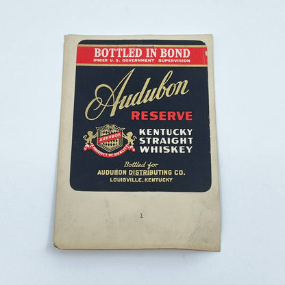 Audubon Reserve Straight Whiskey Label - Louisville KY Audubon Distributing