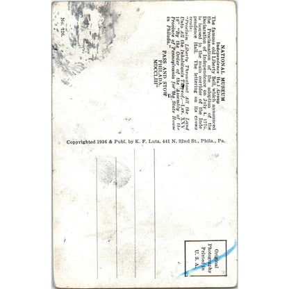 Vtg Postcard National Museum Independence Hall Liberty Bell Philadelphia TI1-1