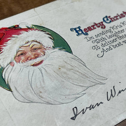 c1910 Santa Claus Kris Kringle Poem Hearty Christmas Postcard PA2