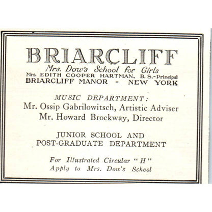 Briarcliff Edith Cooper Hartman Briarcliff Manor NY - 1921 Original Ad TJ7-S7